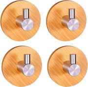 Haken in bamboe autofixante - 4 pezzi di appendiasciuga per bagno e cucina.