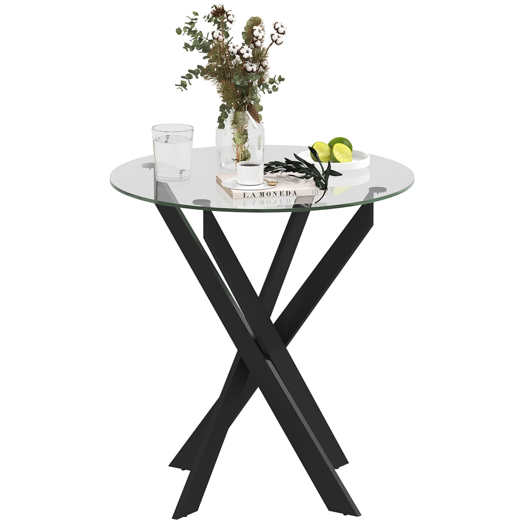 Tavolo da pranzo rotondo ¨C Xylo ¨C Vetro temperato e metallo nero, 70 cm, 4 persone