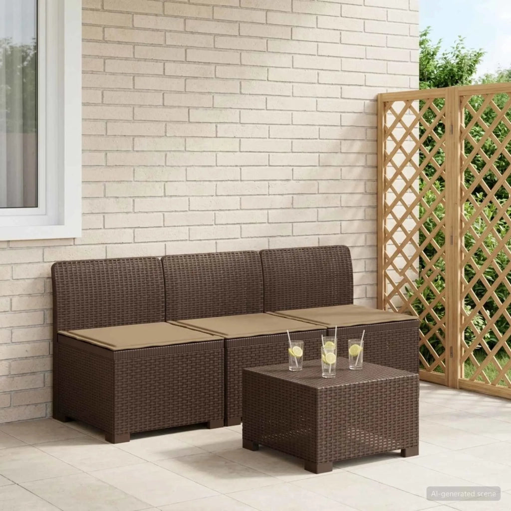 Divano da giardino 3 posti con cuscini in look rattan PP 8011966