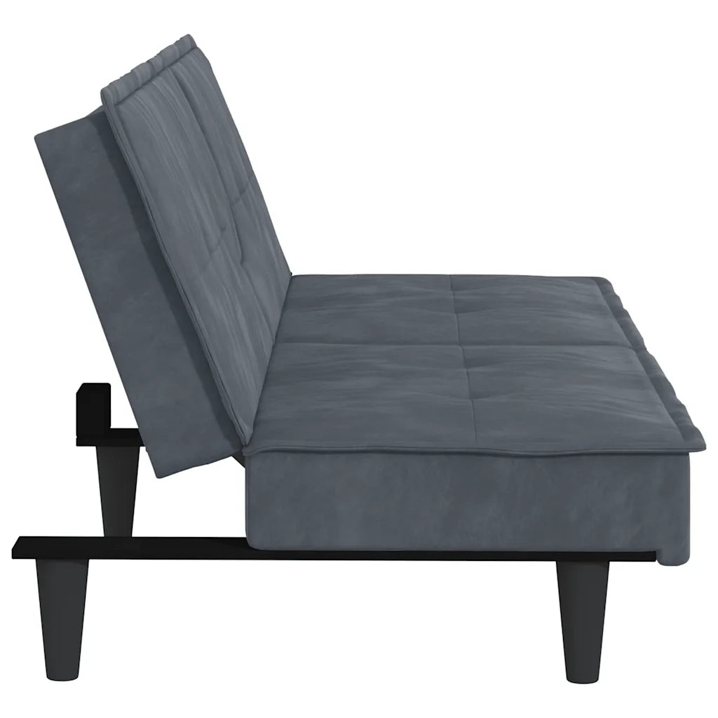 Divano letto | Sof¨¤ letto | Letto singolo con Portabicchieri in Velluto Grigio Scuro