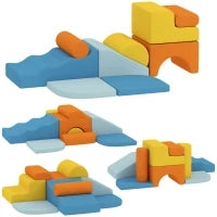 Set di 9 Blocchi in Schiuma per Bambini con Fodere in Velluto Lavabili, Multicolore