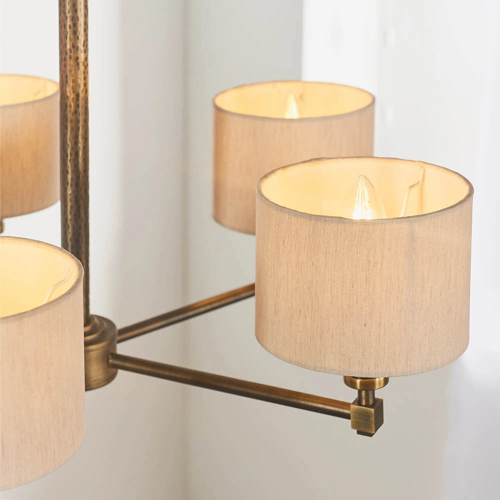Lampadario 5 luci bronzo anticato, paralumi E14 Endon