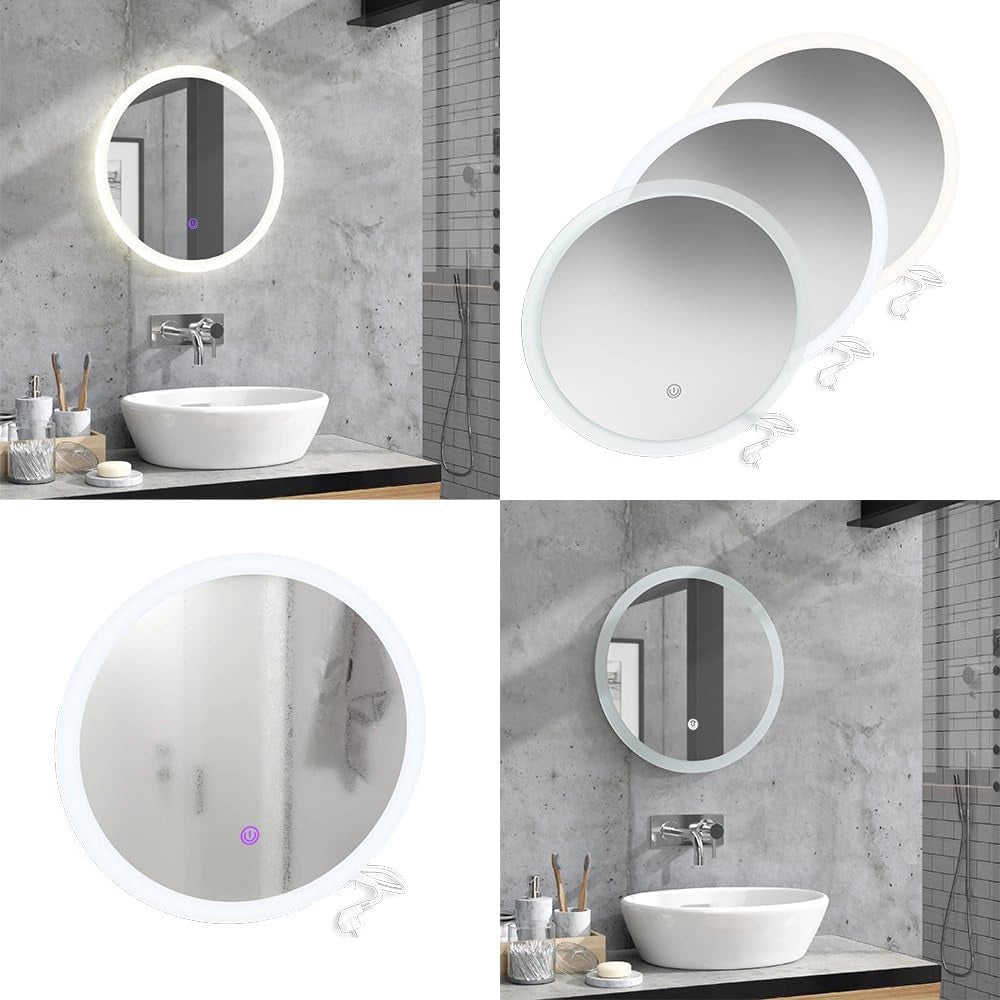 specchio bagno, Bianco, 50 x 50 cm Rotondo