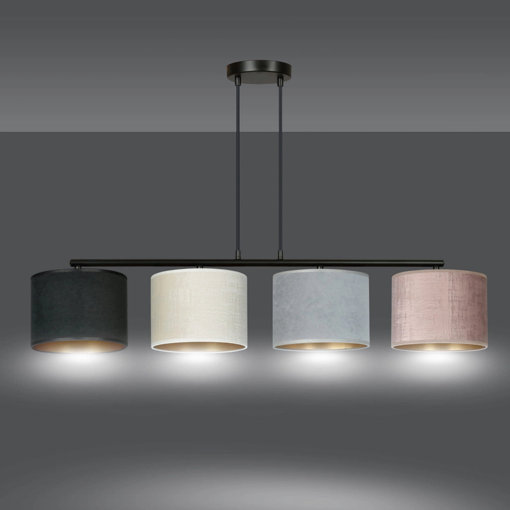 Lampadario Emibig Hilde 4xE27 nero in metallo tessuto