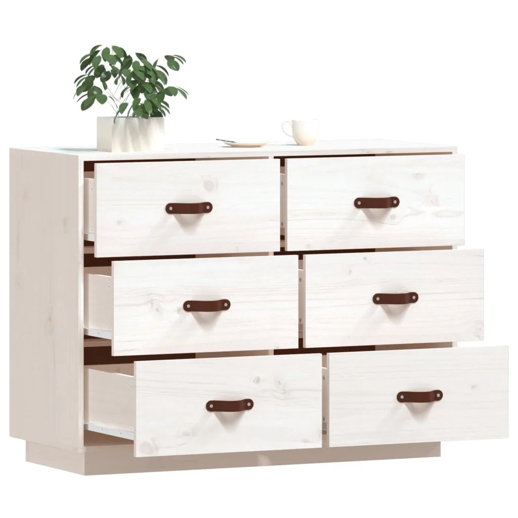 Credenza Bianca 100x40x75 cm in Legno Massello di Pino 820143