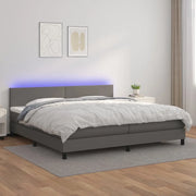 Giroletto Molle con Materasso e LED Grigio 200x200cm Similpelle 3134127