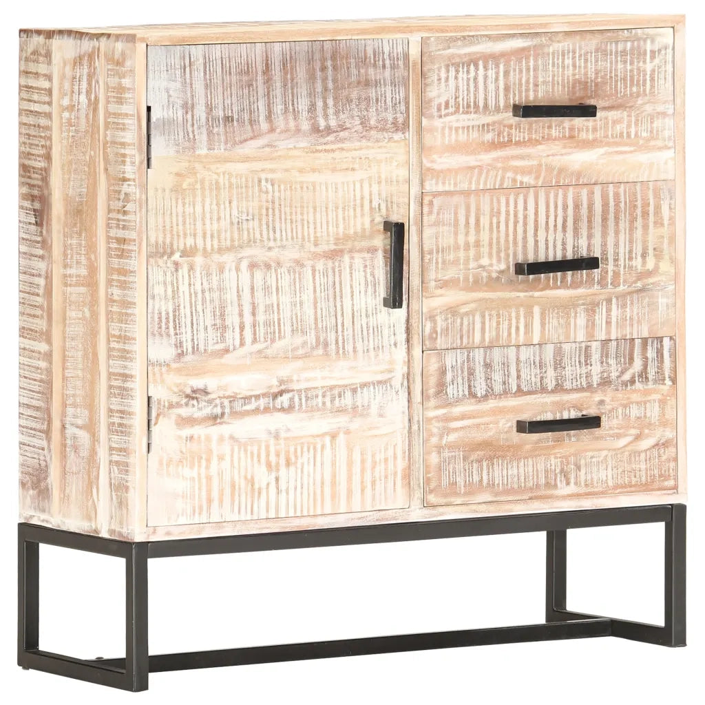 Credenza Bianca 73x30x75 cm in Legno Massello di Acacia cod mxl 61298