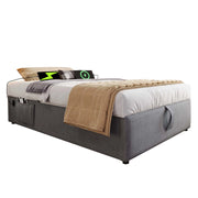 Letto Contenitore Letto Singolo 90 x 200 cm con USB; USB-C e Tasca Laterale; senza Materasso; Grigio