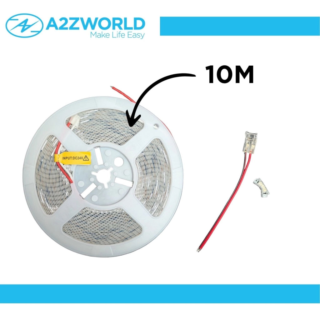 24V Striscia Led SMD Da 10 Metri, 20W/M 135lm/W 238SMD/M, Bianco Neutro 4000K, Larga 10mm, Dimmerabile PWM, Tagliabile ogni 7 smd da 29mm, IP20, CRI>80