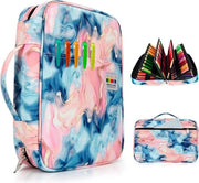 Etui colorato con 304 fessure organizzatore per penne con chiusura a zip e taschino utile (8-12), rosa, design moderno