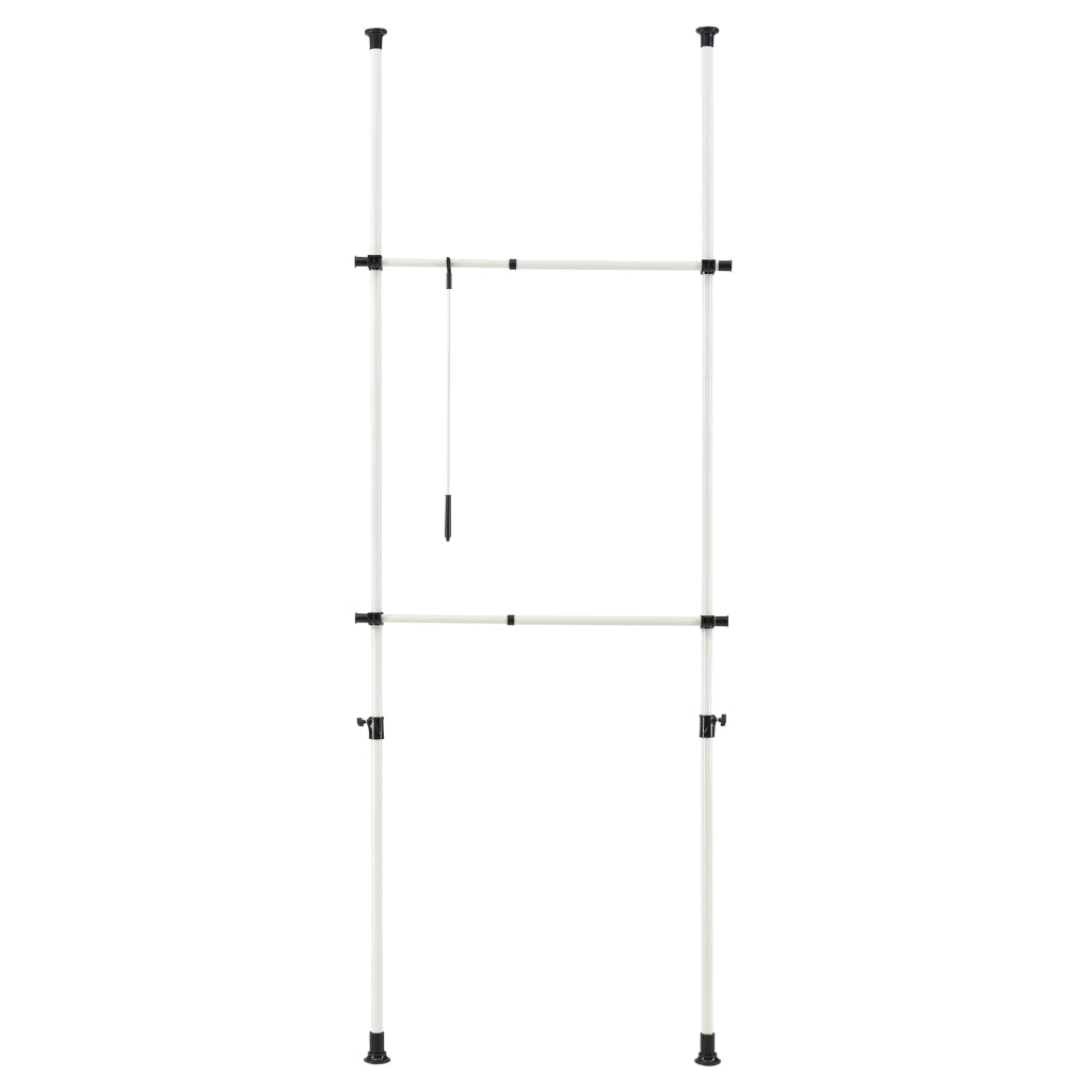 Appendiabiti Telescopico con 2 Aste Porta Abiti in Acciaio Bianco Regolabile in Altezza 105 - 278 cm e in Larghezza 75 - 115 cm [en.casa]