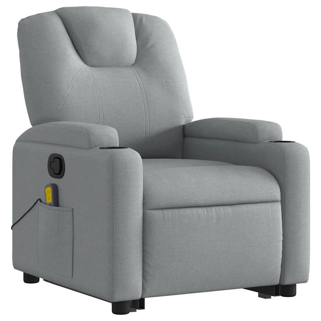 Poltrona Alzapersona Massaggi Reclinabile Grigio Chiaro Tessuto 3204380