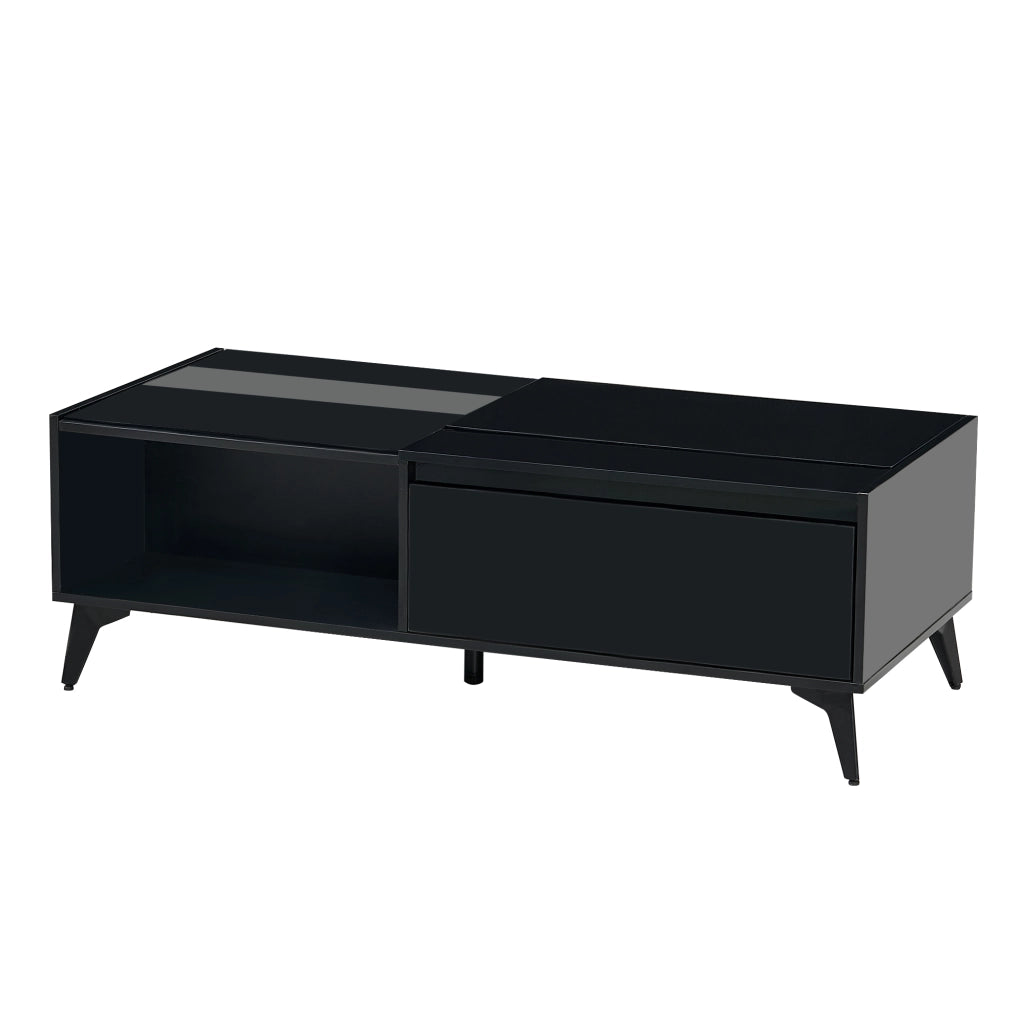 Tavolino da Caff¨¨ Allungabile e Pieghevole ¨C Xylo ¨C Nero Lucido, 110x50x48 cm