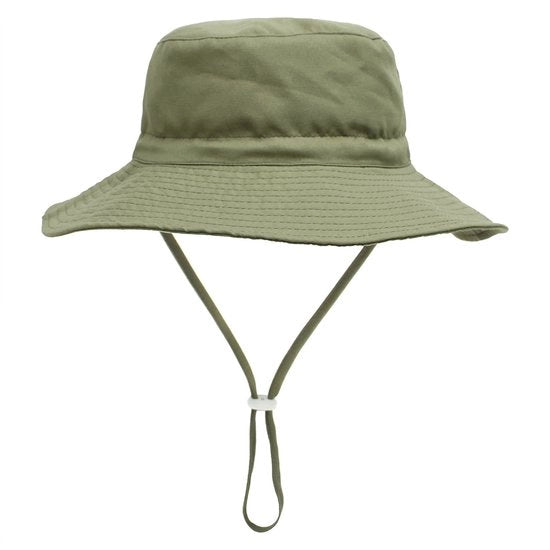 Cappello e occhiali da sole per bambini, protezione UV UPF 50+, bordo ampio come un cappello da pesca, cappello di plastica per bambini con cinturino regolabile, copertura solare per bambini (M: 52-54cm) - Verde Militare