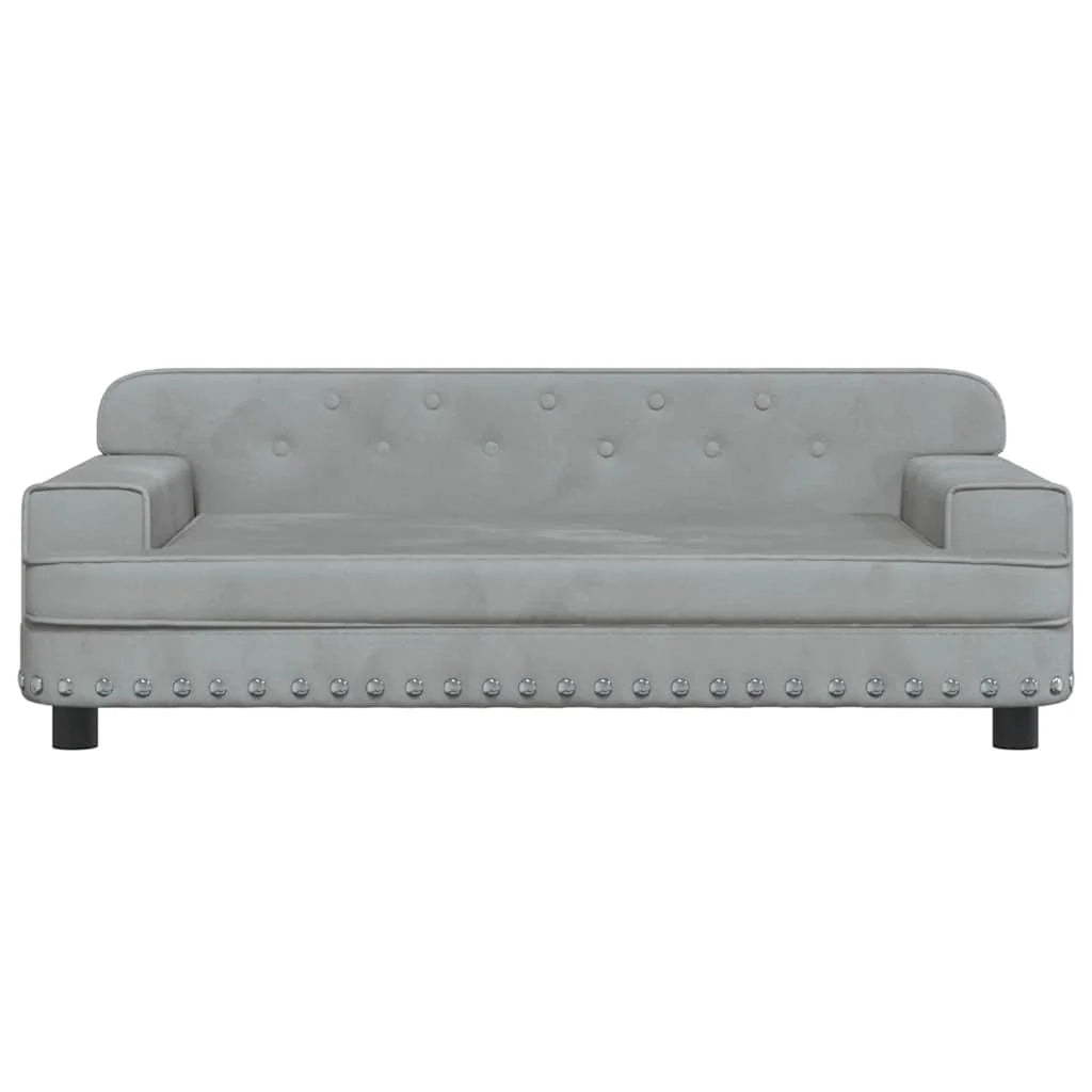 Cuccia per cani comoda cesta da divano colore chiaro 90 x 53 x 30 cm velluto grigio 02_0043126