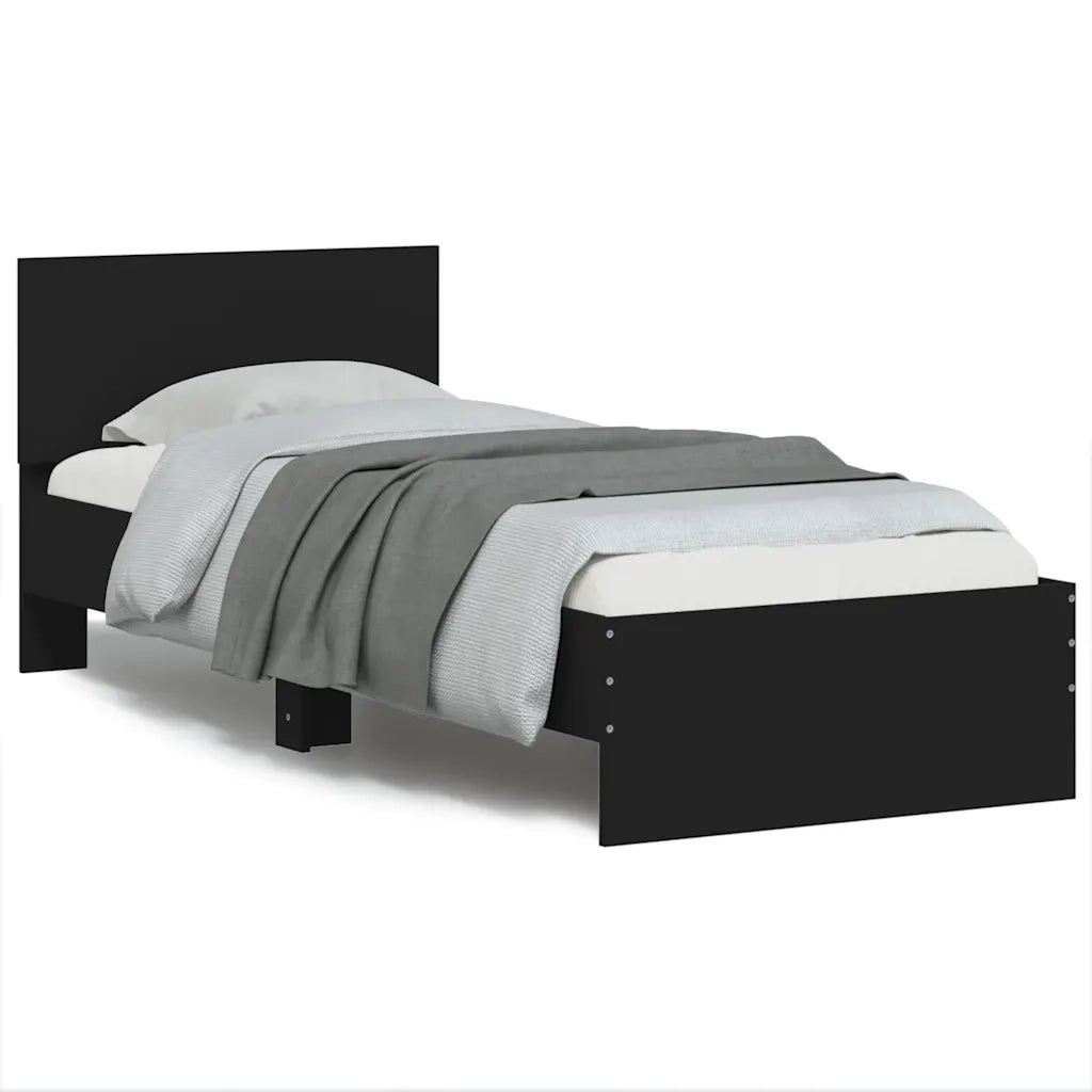 Giroletto con Testiera-Struttura Letto con testiera Nero 75x190 cm in Legno Multistrato 965694