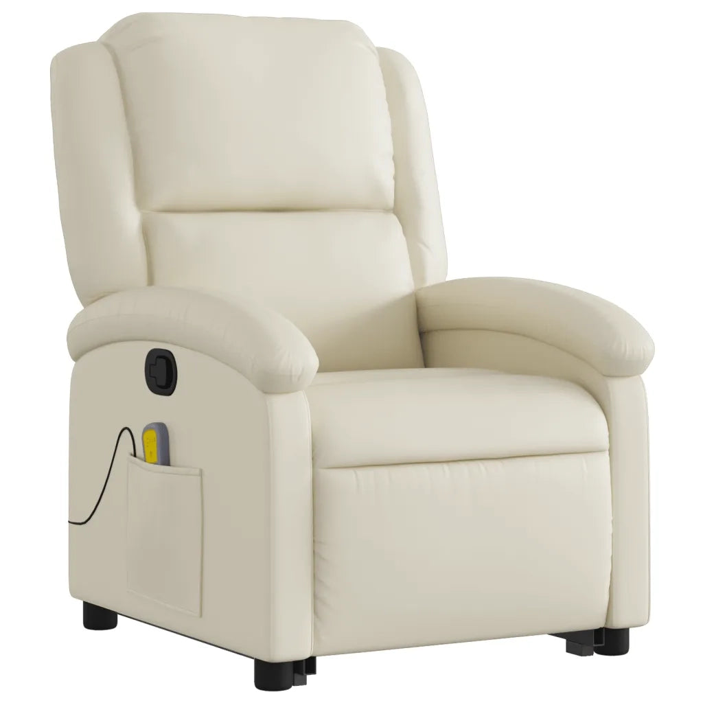 Poltrona Alzapersona Reclinabile Massaggio Crema Similpelle 3204234