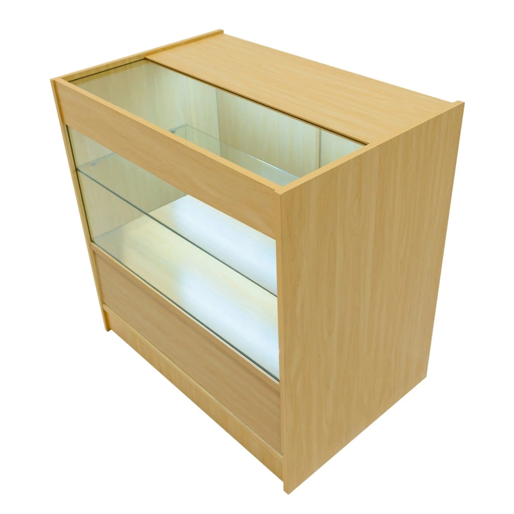 Bancone LED C900 Acero con 2 Ripiani a Vista e 1 Ripiano Chiuso