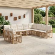 Set di divani da esterno 10 pcs Naturale e Bianco Crema