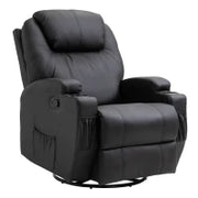 Poltrona Relax Massaggiante con 8 Punti, 5 Modalità e 2 Intensità, Reclinabile con Poggiapiedi e Girevole, 84x92x109cm, Nero