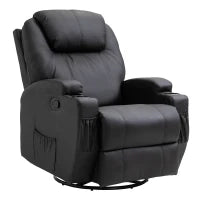 Poltrona Relax Massaggiante con 8 Punti, 5 Modalità e 2 Intensità, Reclinabile con Poggiapiedi e Girevole, 84x92x109cm, Nero