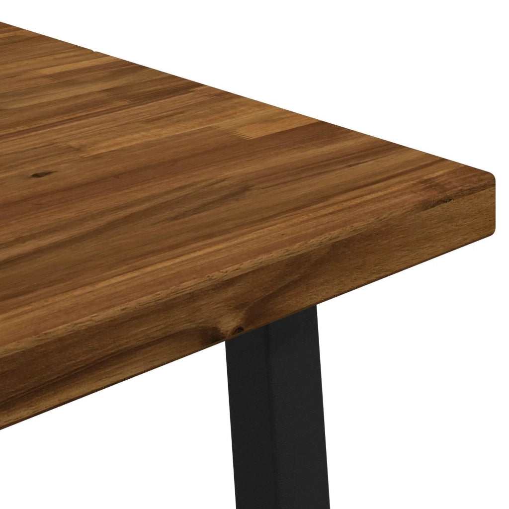 120 x 80 x 75 cm Legno di Acacia Massello Naturale e Nero 937623