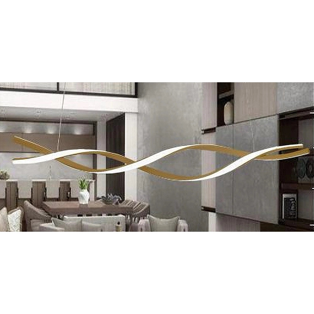 Trade Shop - Lampadario A Sospensione Luce 3000k-6500k Led 48w Oro Spirale Vortice Orizzontale 01110 -