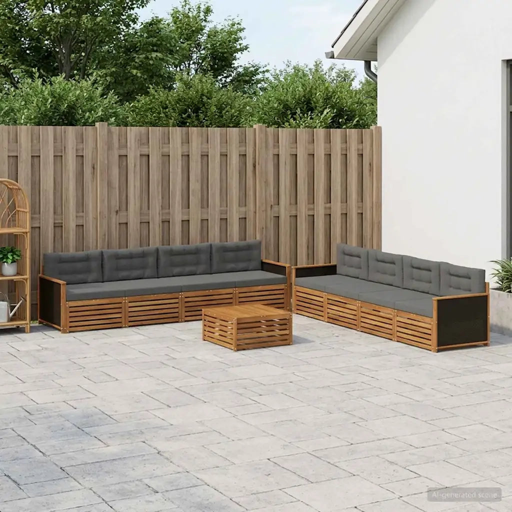 Set di divani da esterno 9 pcs Naturale e Antracite Poliestere 3383165