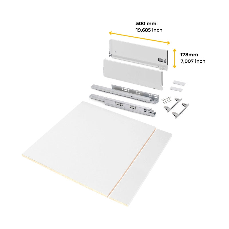 Kit di cassetti per cucina o bagno Vertex con regolazione 3D, altezza 178 mm, con pannelli inclusi, modulo 600 mm, Gri..