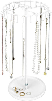 Standarizzazione gioielli rotativa, metallo, albero gioielli, supporto catenina appeso per catenine, bracciali, anelli e orecchini, bianco