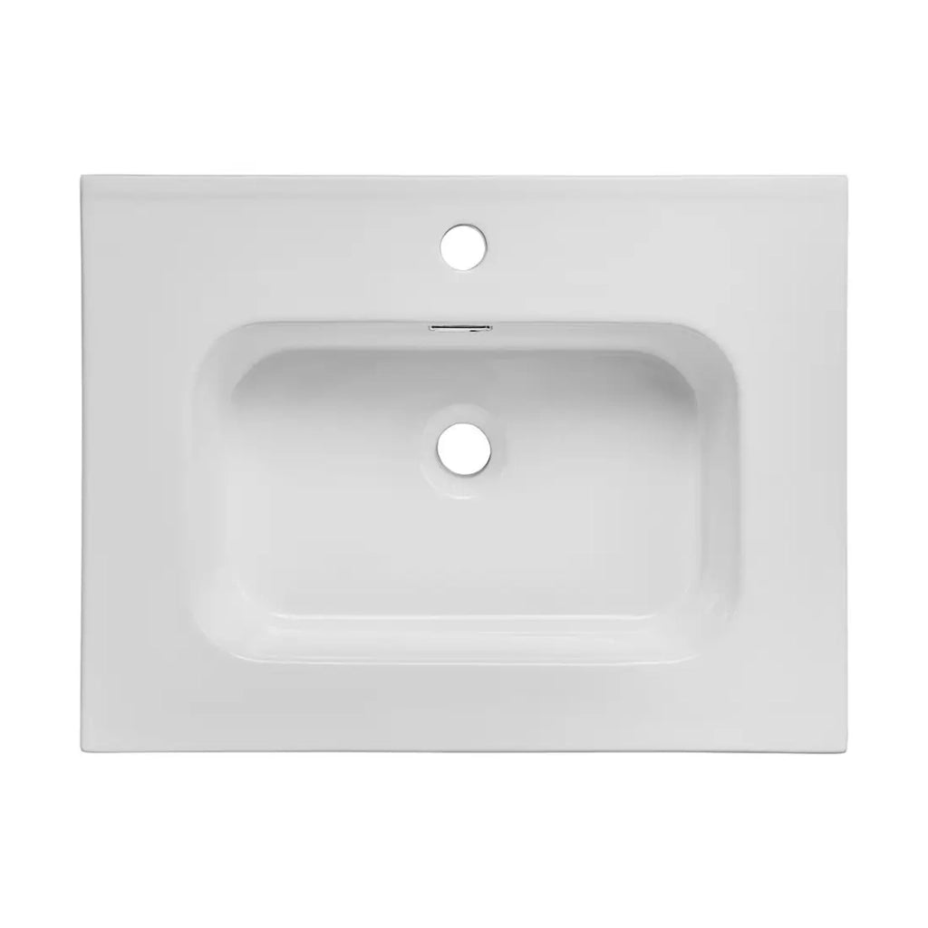 Lavabo da incasso ESSEN 60 cm ceramica bianco lucido design rettangolare