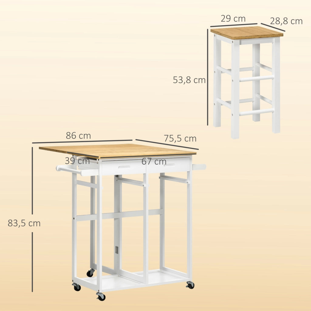 Tavolo da bar pieghevole ¨C zephmum ¨C bianco e legno chiaro