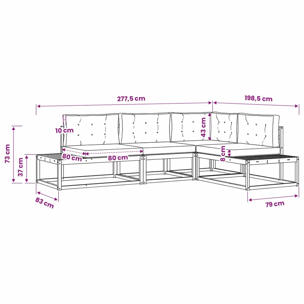 Set di divani da esterno Bianco 277,5 x 198,5 x 73 cm 3387001