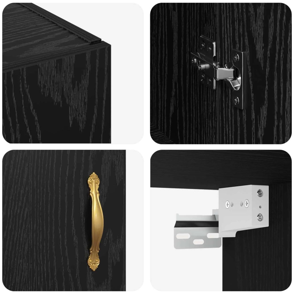 Mobiletto a muro 2 pcs Rovere Nero 69,5 x 34 x 90 cm 3394520