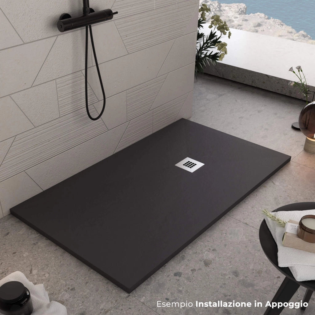 Piatto Doccia in Pietra 75x190 cm Bonussi Ardesia Everest Nero