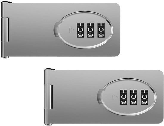 Cassettiera a 3 cifre senza chiave - Ingresso senza chiave - Base in acciaio inox - 2 Pack - 1000 combinazioni uniche - Slot di sicurezza