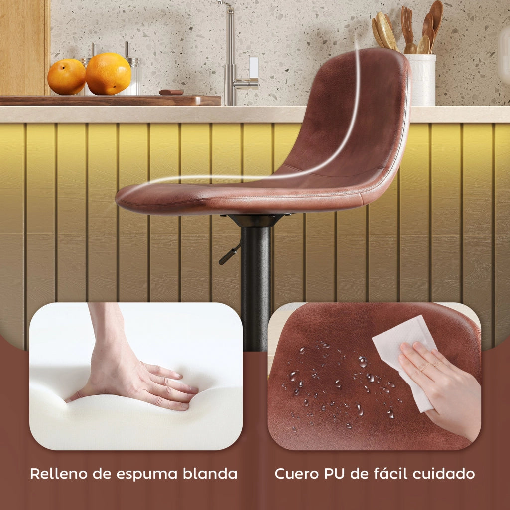 Set 2 sgabelli alti regolabili 360¡ã con schienale e poggiapiedi ¨C zephmum ¨C 40,5x44x84-104 cm marrone