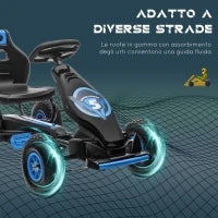 Go Kart a Pedali per Bambini da 5-12 Anni con Sedile Regolabile e Ruote in Gonfiabili, Blu