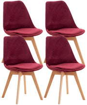 Set 4 Sedie Pranzo Linares bordeauxrot,Velluto