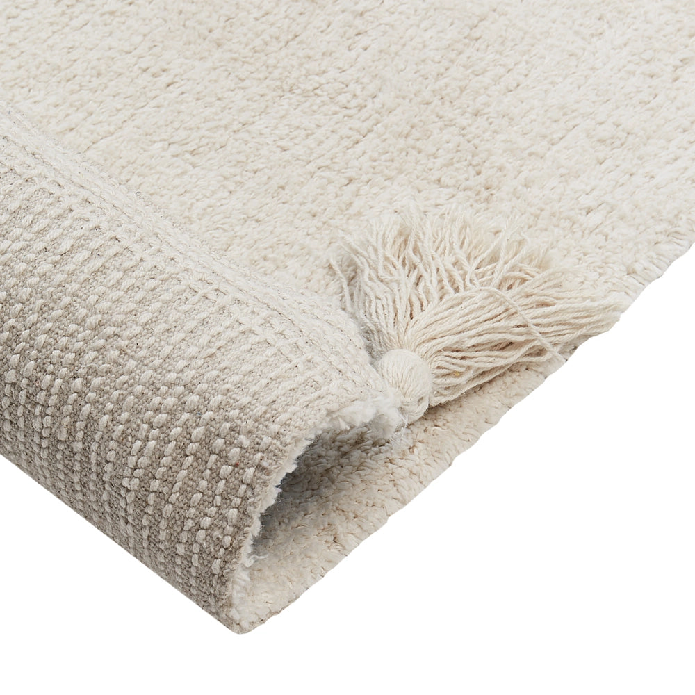Tappeto per cameretta con stampa orsetto e nappe beige 140 x 200 cm camera da letto soggiorno
