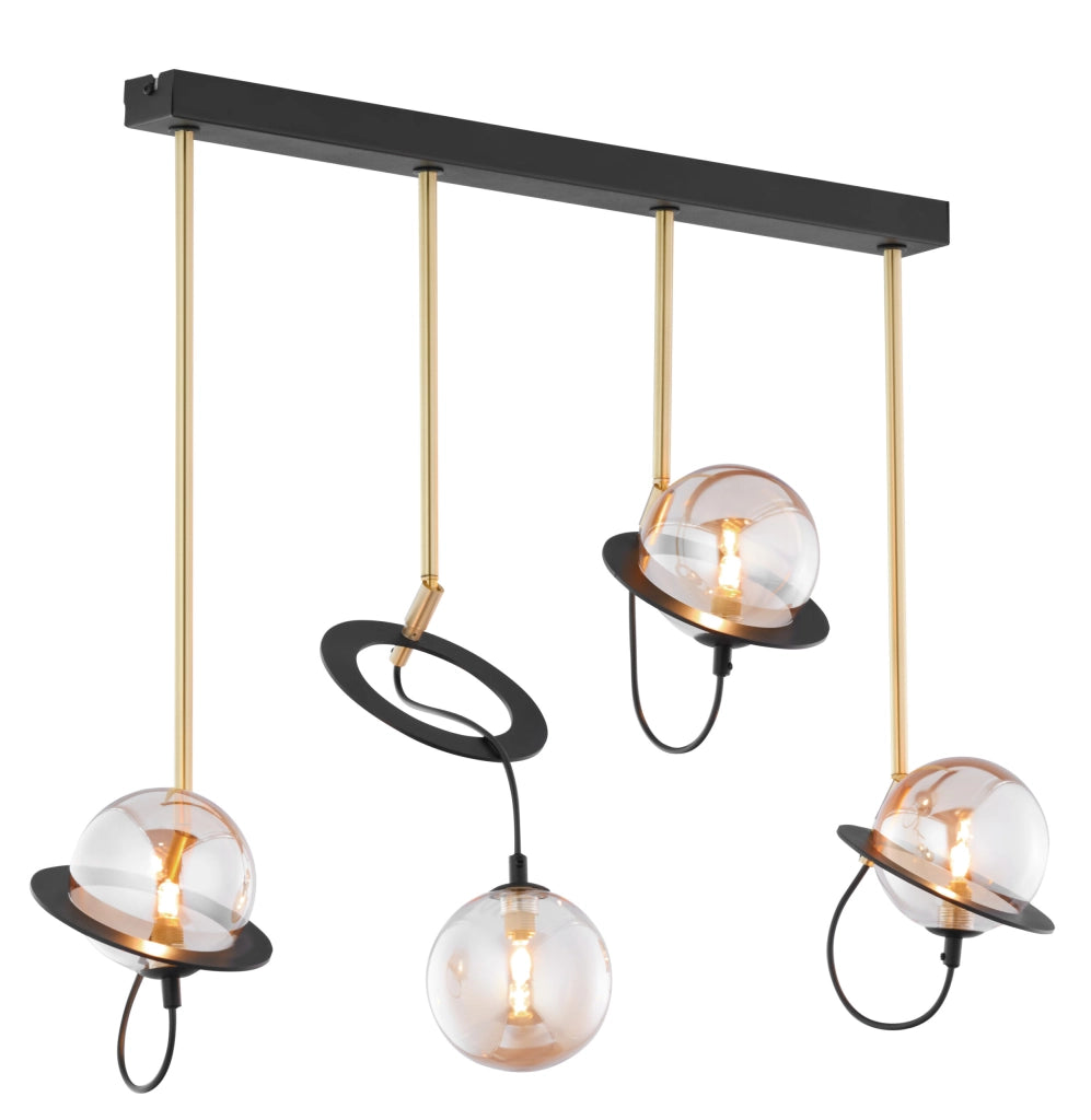 Lampada sospesa moderna nero oro 80cm 4xG9 Jupiter Planet