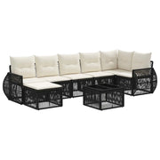 Set Divano da Giardino 8 pcs Nero e Bianco Crema polyrattan