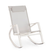 Poltrona a Dondolo da Giardino 60x107x95h cm in Acciaio e Textilene Ercolano Bianco e Grigio