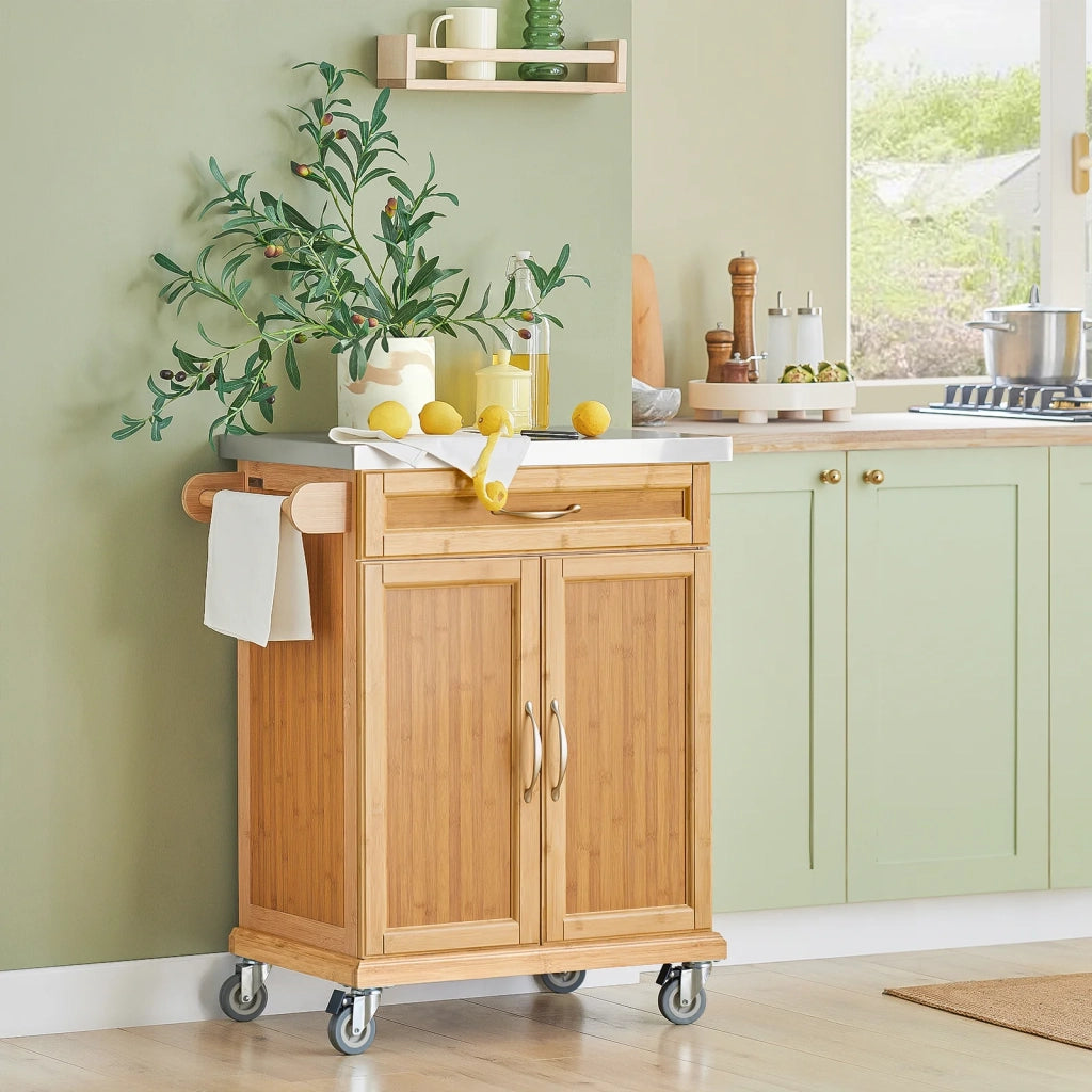 Carrello Cucina,Credenza Cucina,Mobile Cucina Con Route,Legno FKW13-N