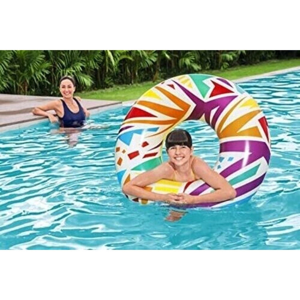 Trade Shop - Salvagente Gonfiabile Fantasia Geometrica ø 107 Cm Ciambella Mare Piscina 36228 -