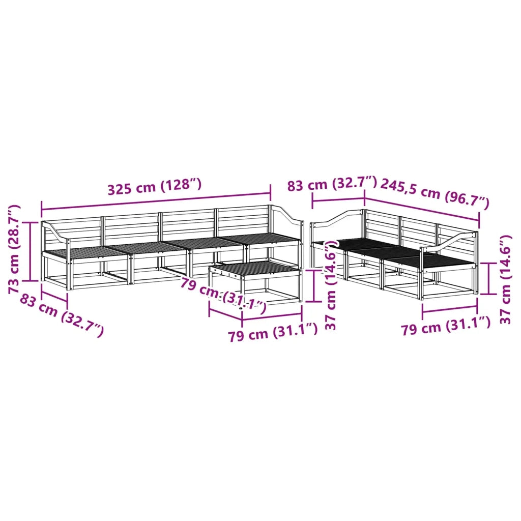 Set di divani da esterno 8 pcs Bianco 3386178