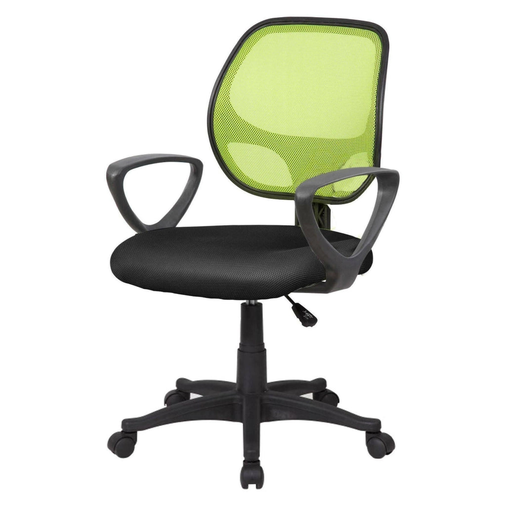 Sedia da ufficio Filiberta, Poltrona operativa a rete con braccioli, Seduta ergonomica da ufficio, 56x57h88/100 cm, Nero e Verde