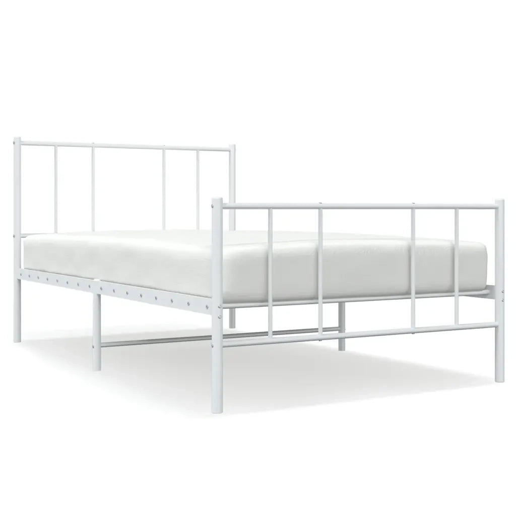 Giroletto con Testiera e Pediera Metallo Bianco 75x190 cm 352537