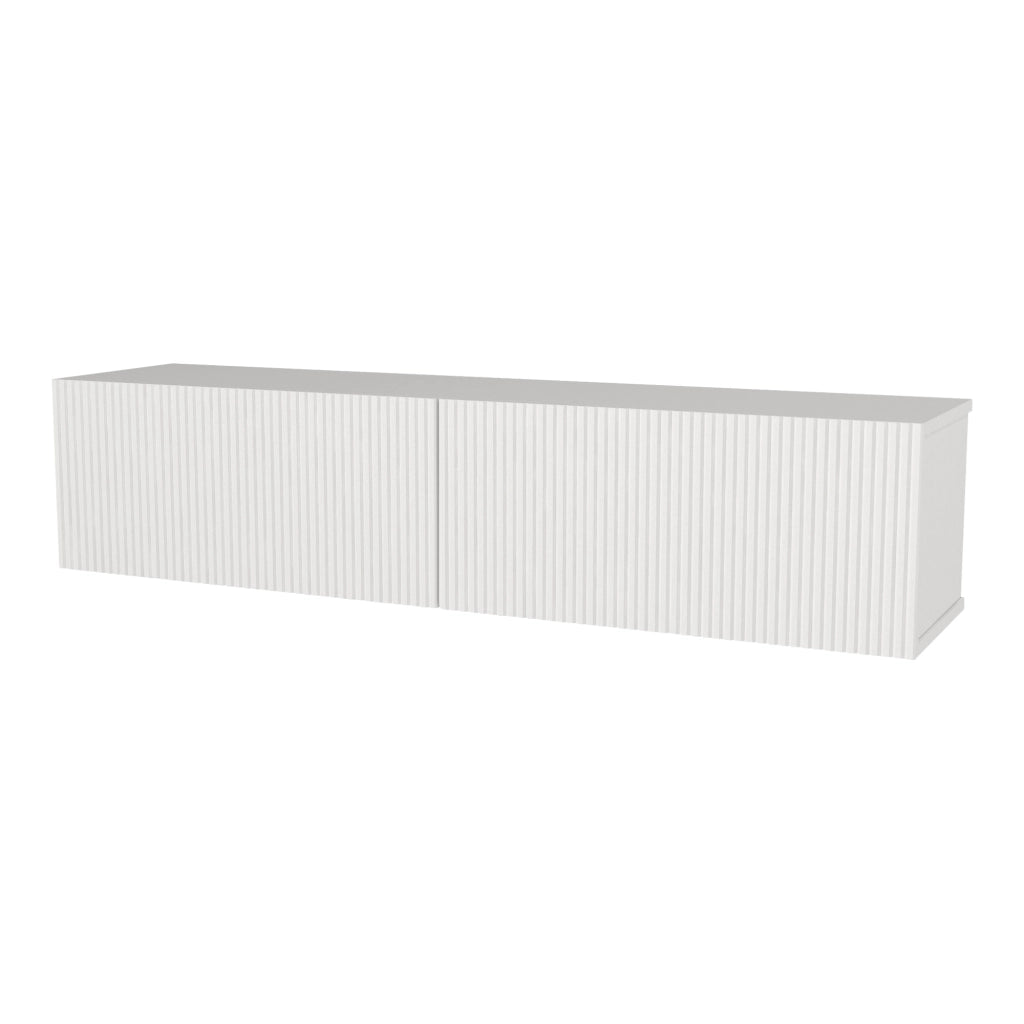 Mobile Porta TV da Parete Verpsboga con 2 Ante Decorative 135 x 32 x 30 cm - Bianco [en.casa]