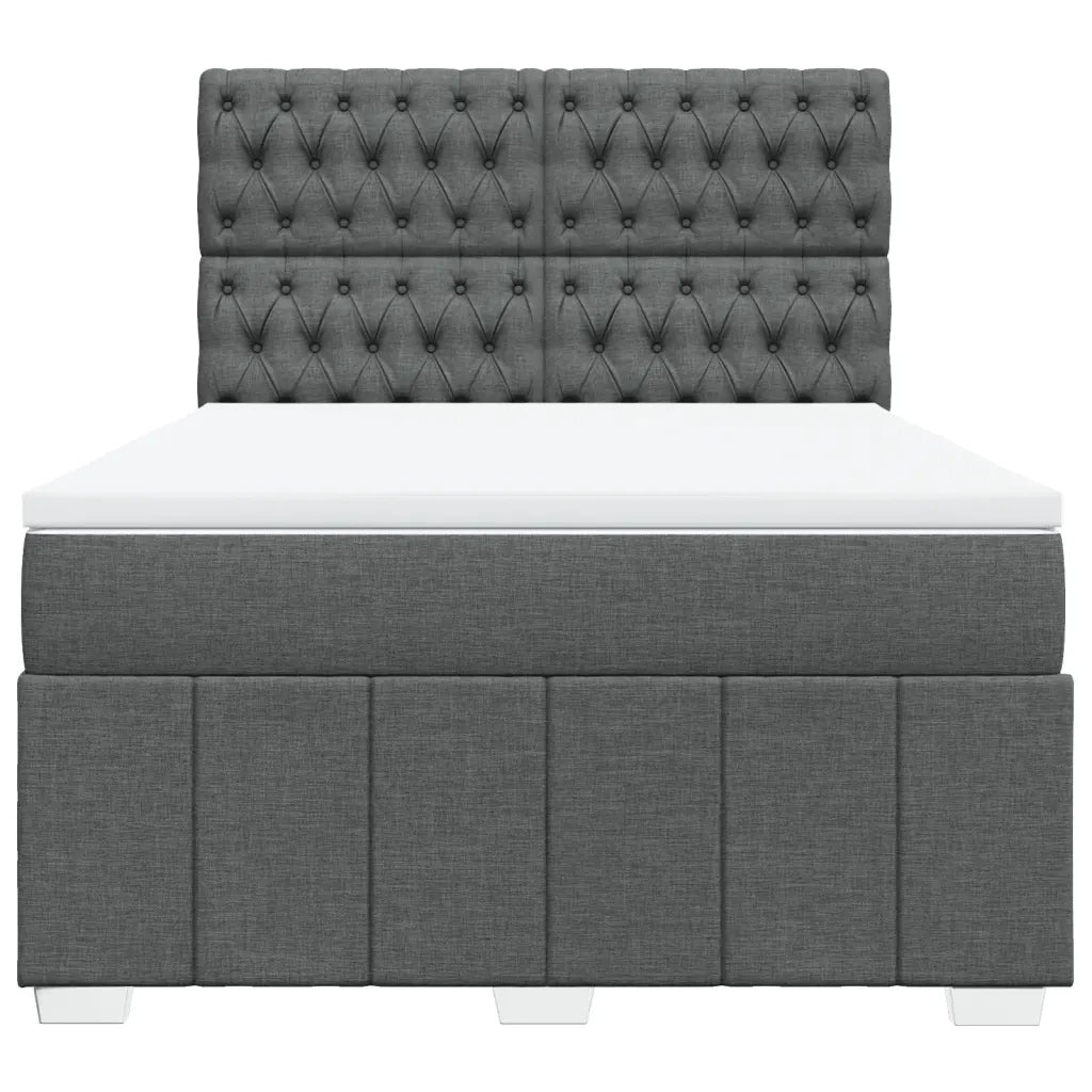 Giroletto a Molle con Materasso Grigio Scuro 140x200cm Tessuto